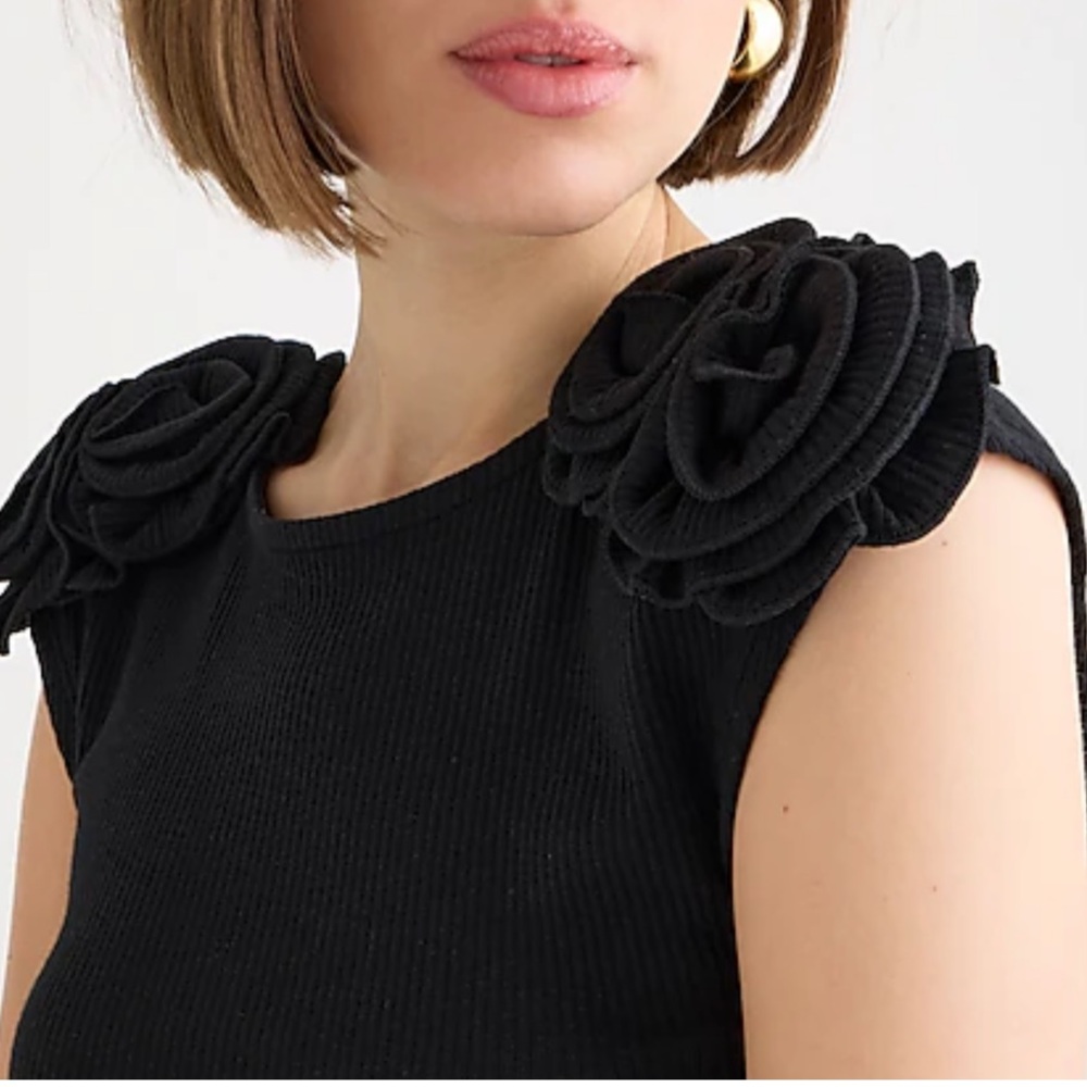 J Crew Vintage Rib Rosette Tee.  Small. 2024.  Worn Once.